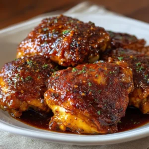 Tender Crockpot BBQ Chicken Thighs served with side dishes