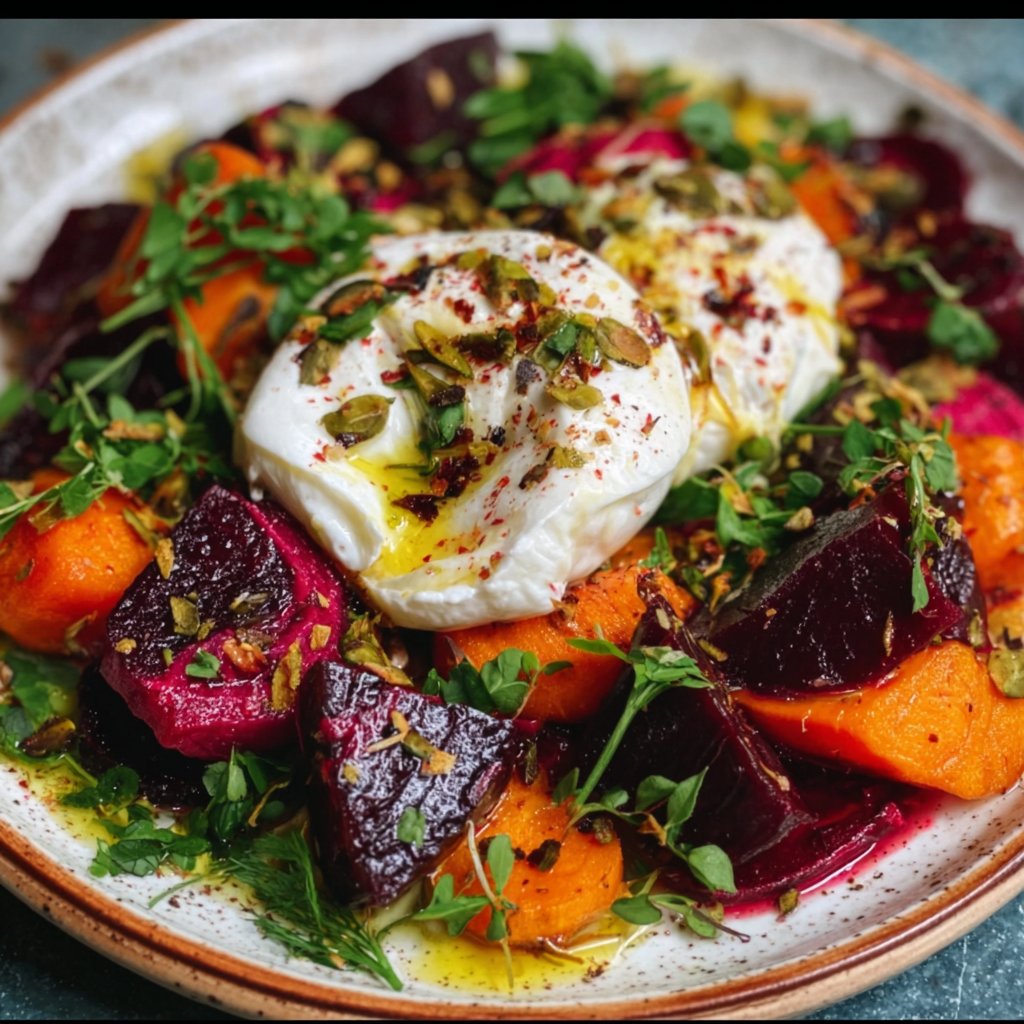 Roasted Beet and Carrot Salad with Burrata