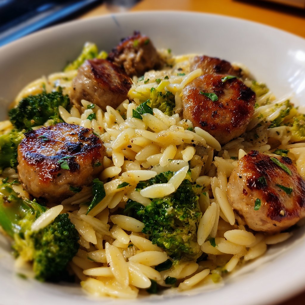 Chicken Sausage and Broccoli Orzo