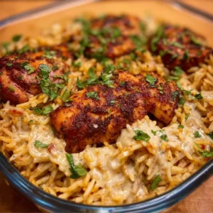 Healthy Cajun Chicken and Rice dish featuring vibrant spices and vegetables.