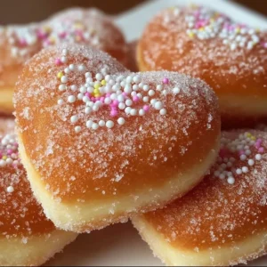 Delicious homemade Valentine doughnuts with heart-shaped frosting decoration