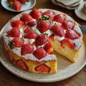 Japanese strawberry cake topped with fresh strawberries and whipped cream