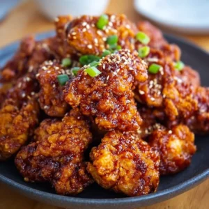 Deliciously crispy Korean Fried Chicken served with dipping sauce
