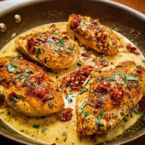 Delicious Marry Me Chicken served with herbs and creamy sauce