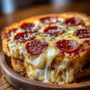 Mouthwatering Pizza Grilled Cheese sandwich with melted cheese and pizza toppings