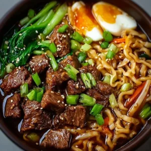Delicious slow cooker beef ramen noodles in a bowl