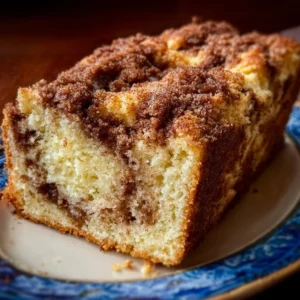Sourdough Discard Coffee Cake topped with crumble and icing
