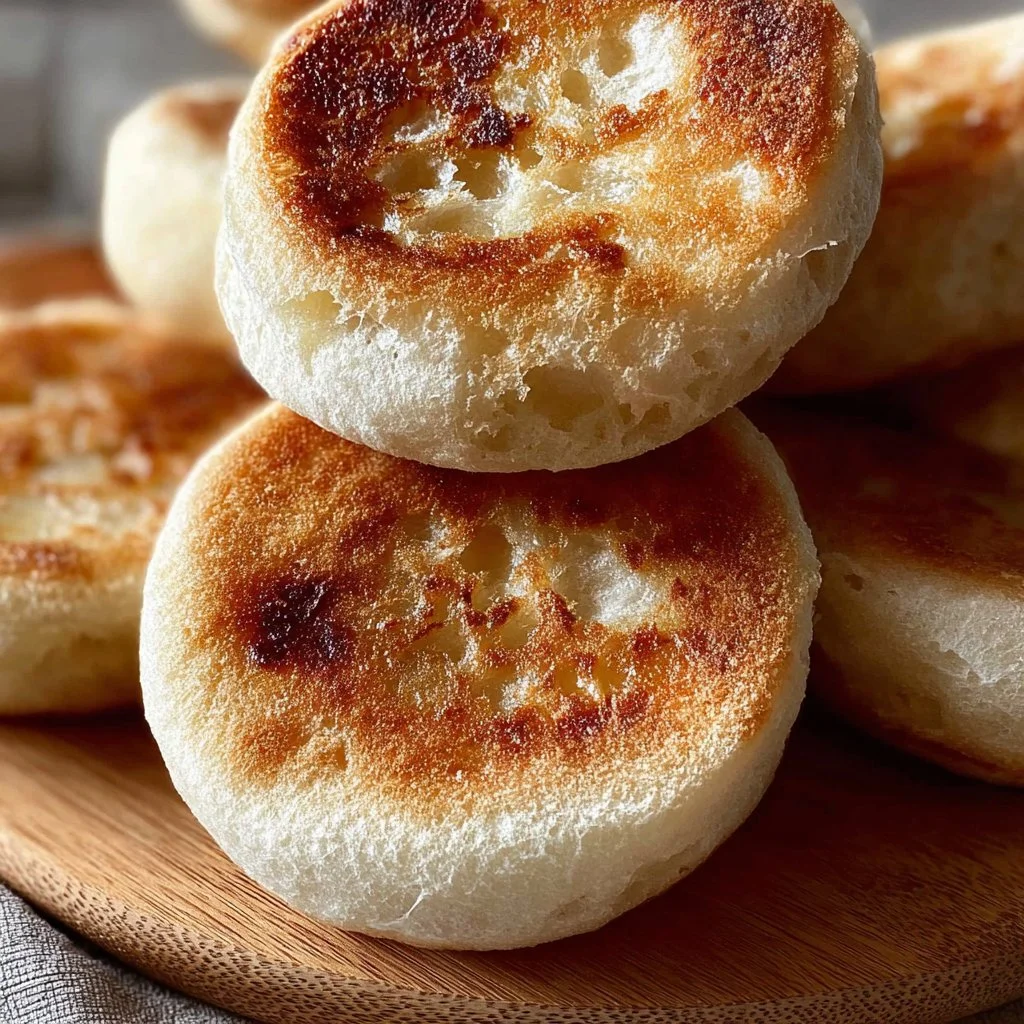 Delicious sourdough discard English muffins baked to golden perfection