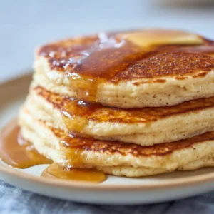 Delicious sourdough pancakes made from sourdough discard on a plate