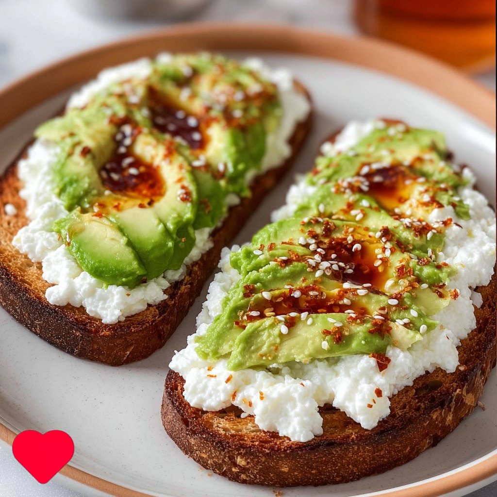 Cottage Cheese Toast with Avocado and Hot Honey