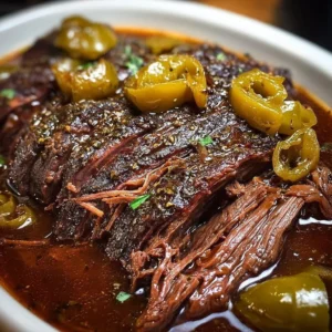 Delicious Mississippi Pot Roast served on a platter with herbs and spices.