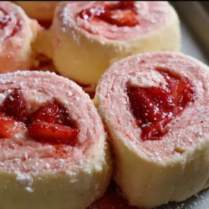 Valentine's Rolls filled with fresh strawberries for a romantic dessert.