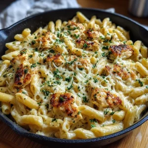 Creamy white cheddar chicken pasta in a bowl, ready to enjoy for dinner.
