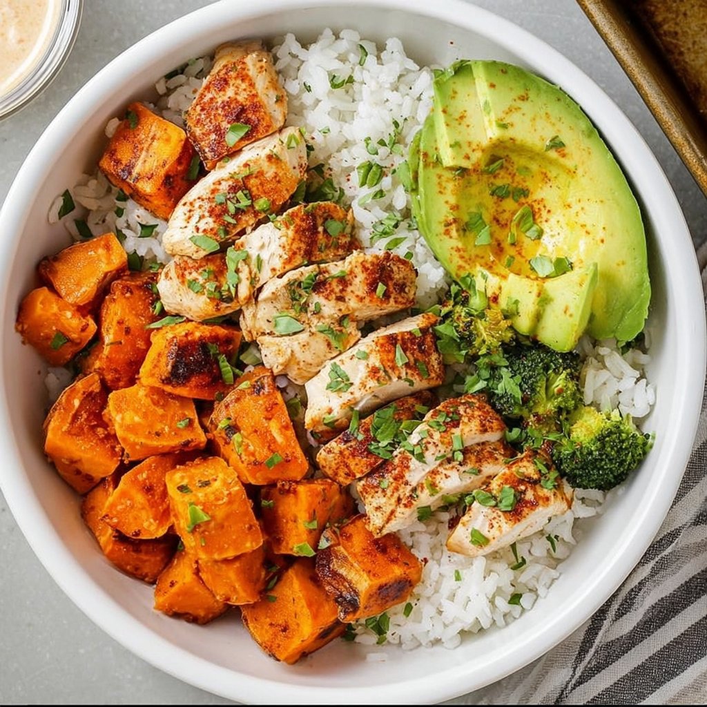 Healthy Chicken & Sweet Potato Rice Bowl