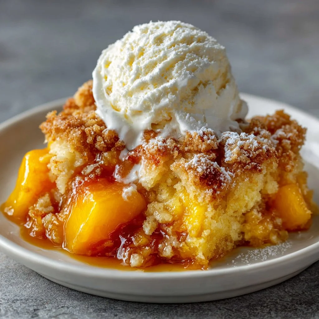3-Ingredient Peach Cobbler Dump Cake That Stuns Every Time