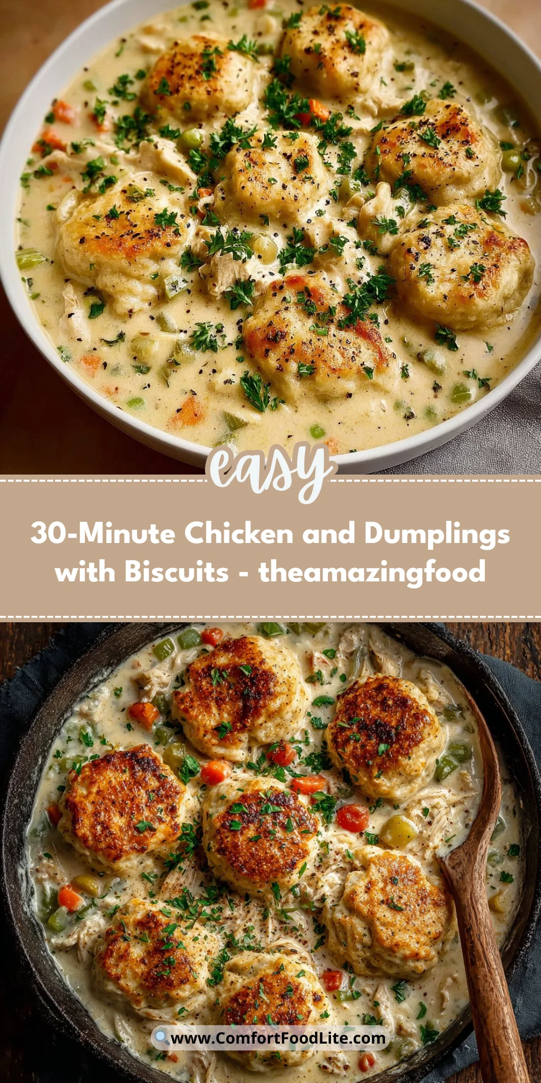 30-Minute Chicken and Dumplings with Biscuits - theamazingfood