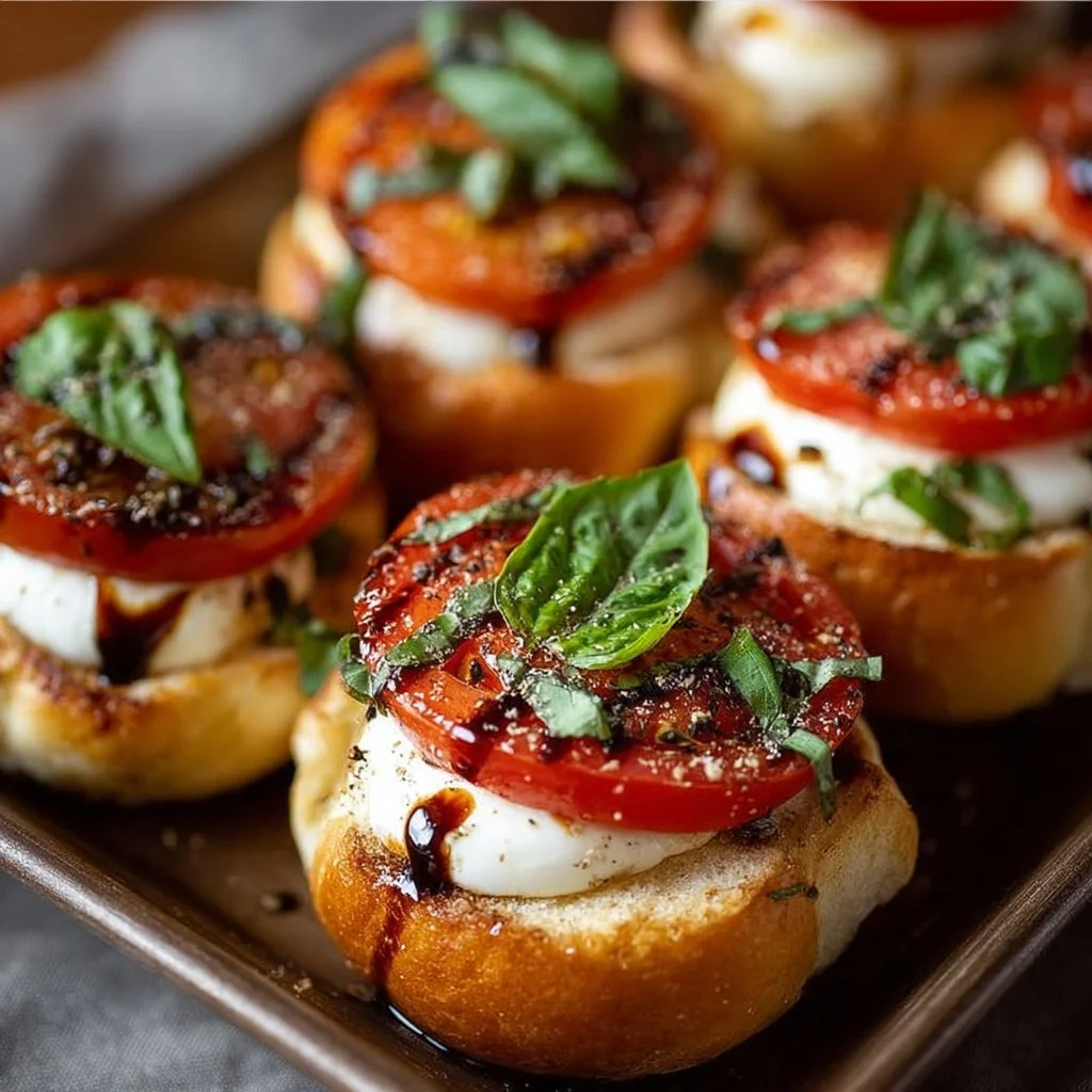 Plate of Caprese Sliders with mozzarella, basil, and tomatoes