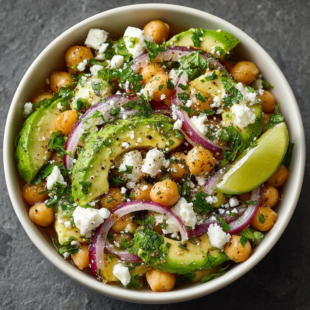 Chickpea Feta Avocado Salad