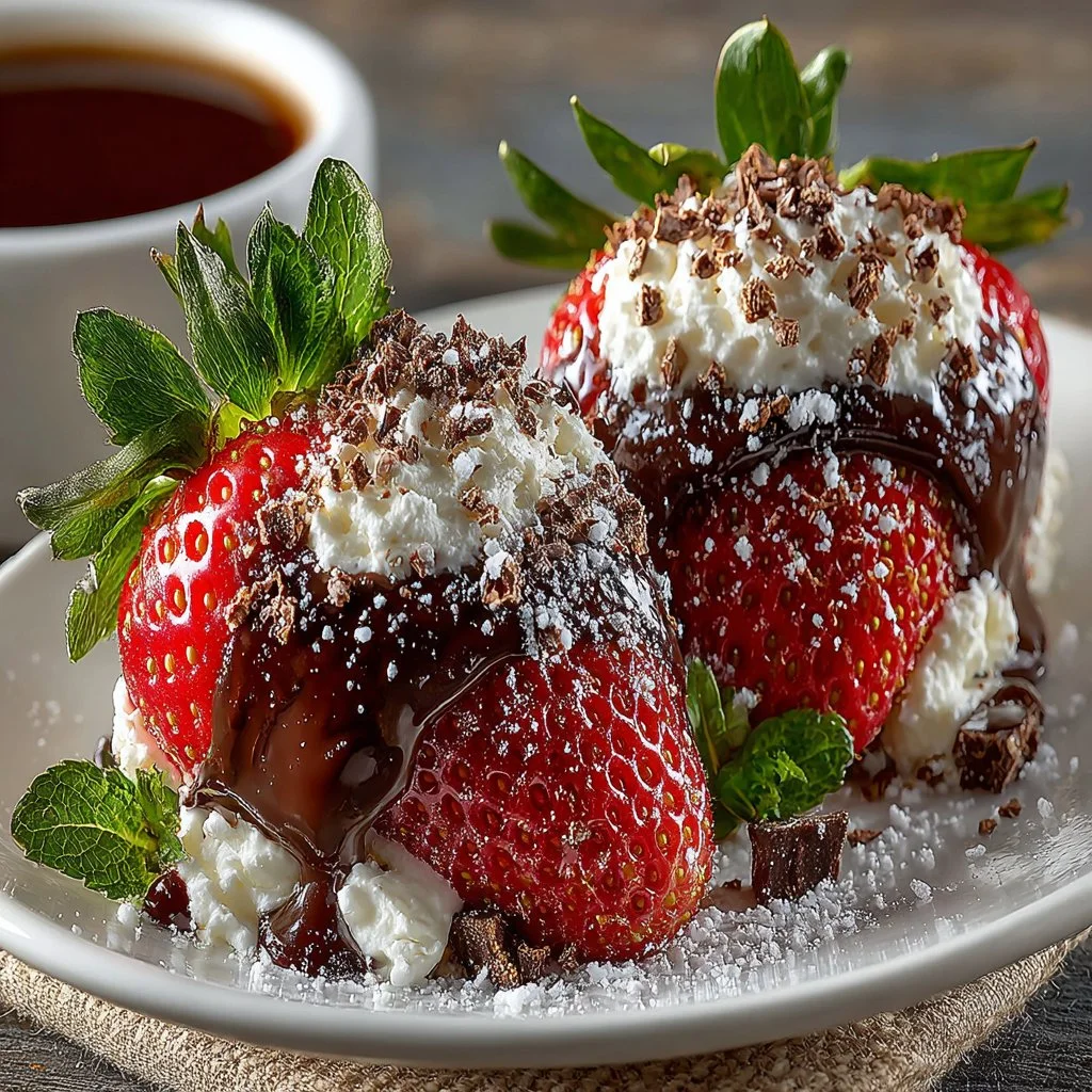 Chocolate Cheesecake Stuffed Strawberries