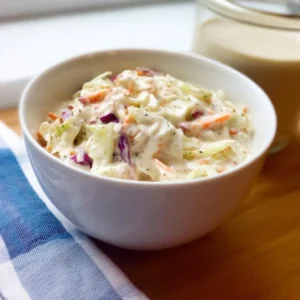 Bowl of homemade KFC coleslaw with creamy dressing