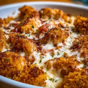 Cottage Cheese Chicken Parmesan Bowl with fresh ingredients and cheese topping.