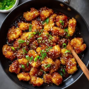 Crispy honey garlic chicken served with vegetables and rice for a delicious meal.