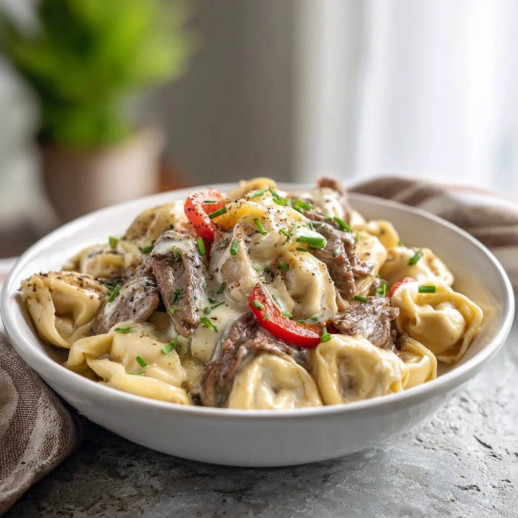 Crock Pot Cheesesteak Tortellini