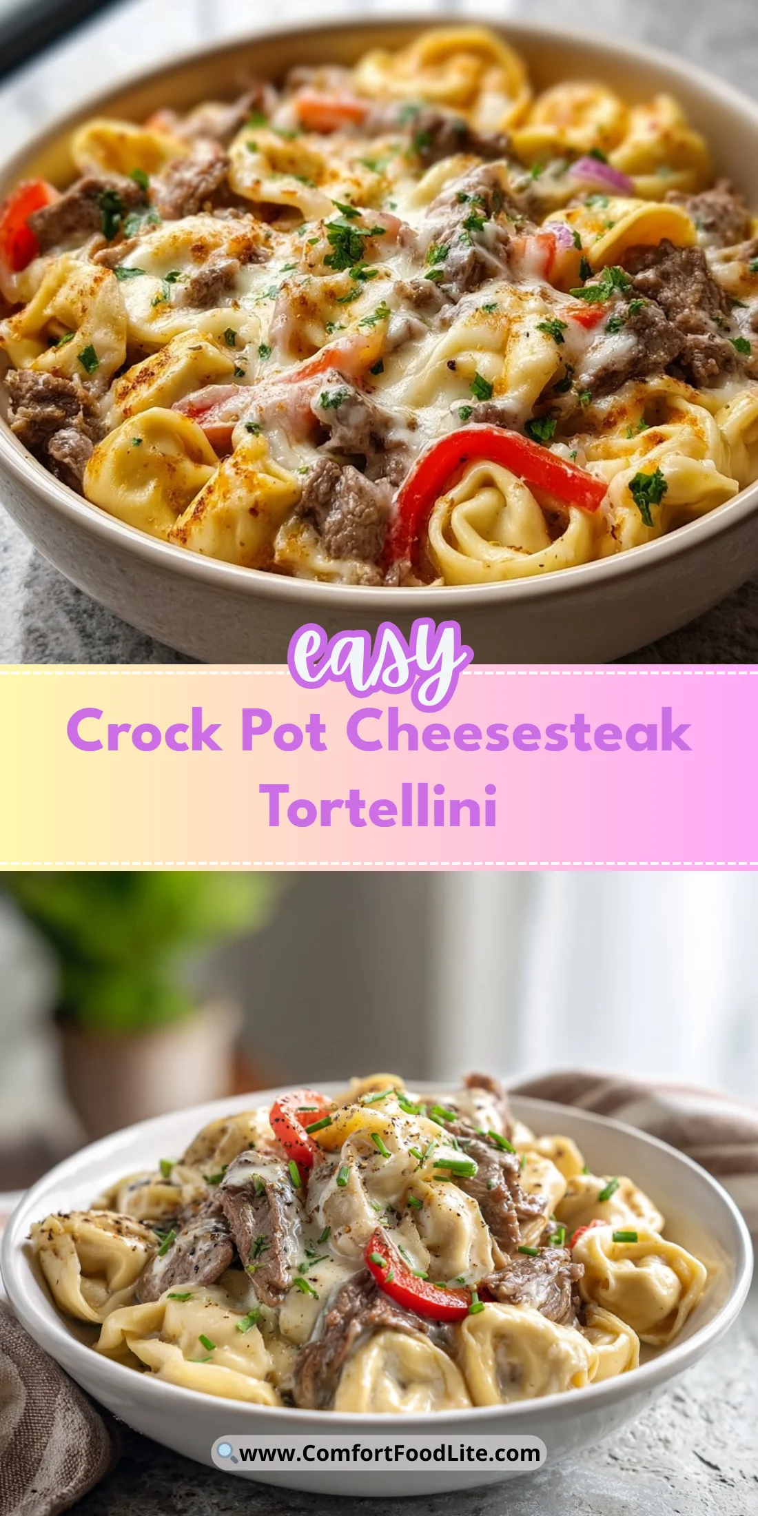 Crock Pot Cheesesteak Tortellini
