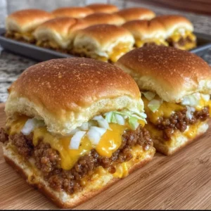 Delicious Big Mac sliders served on a plate with ingredients in the background
