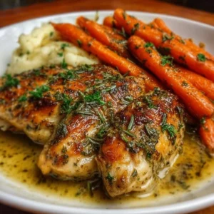 Garlic Herb Chicken served with a colorful carrot plate for a tasty meal