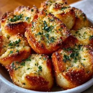 Savory Garlic Parmesan Bread Bites served on a plate