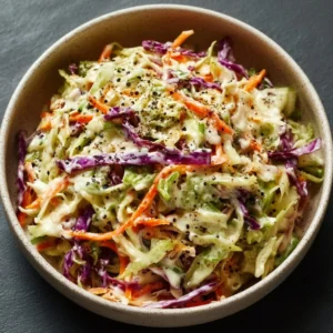 Gordon Ramsay's crunchy coleslaw served in a bowl with fresh ingredients