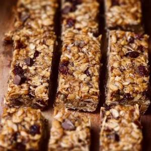 Healthy sourdough discard granola bars filled with nuts and seeds