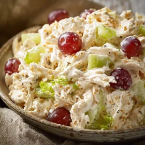 High protein cottage cheese chicken salad with fresh ingredients