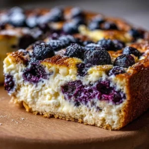 High-Protein Lemon Blueberry Breakfast Bake fresh out of the oven
