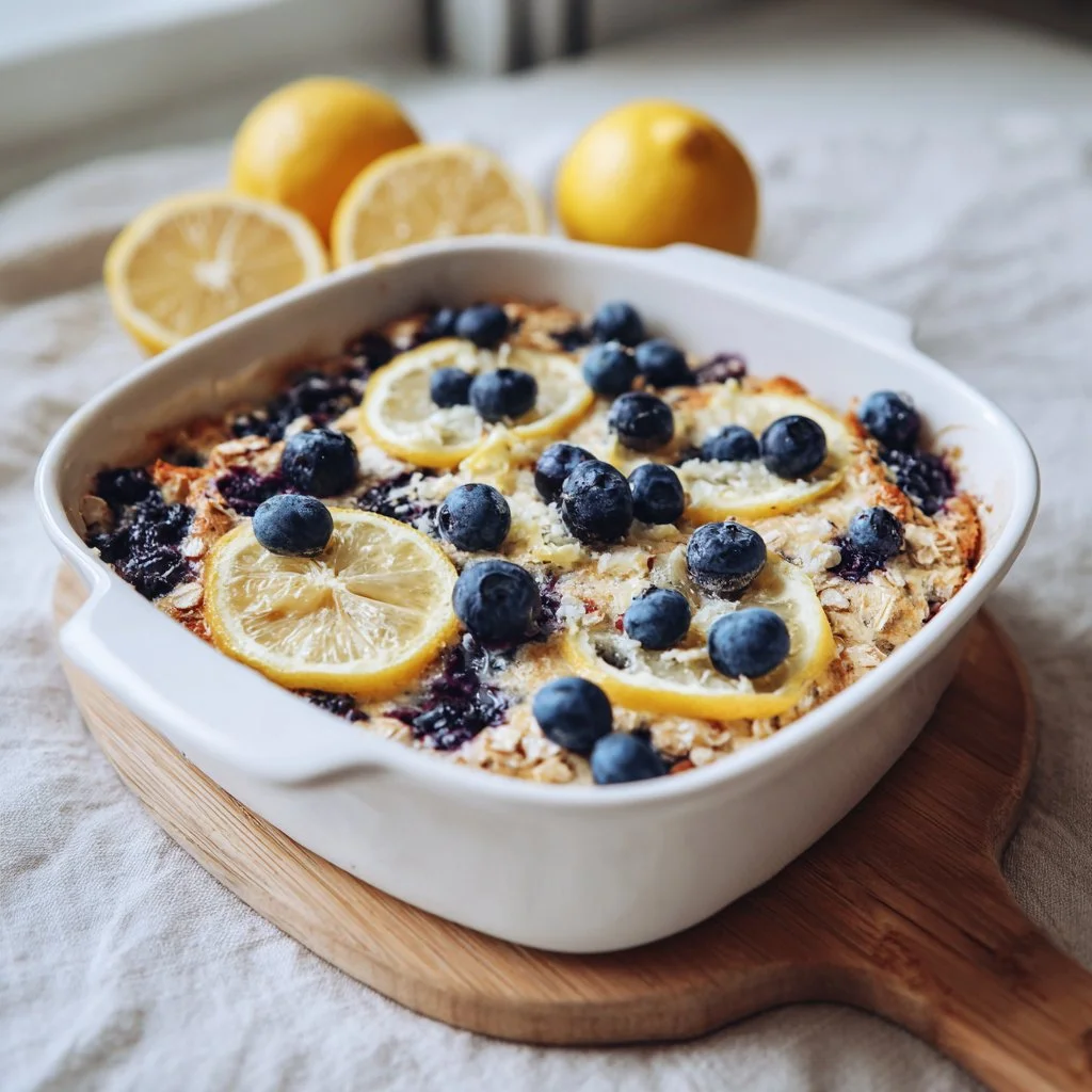 High-Protein Lemon Blueberry Breakfast Bake