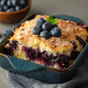 Delicious blueberry dump cake served on a plate