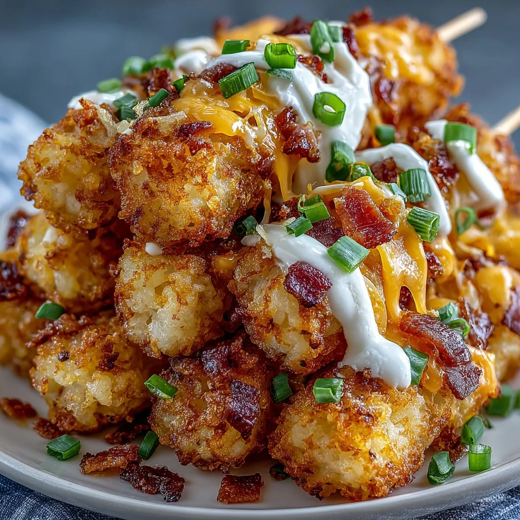 Loaded Tater Tot Skewers