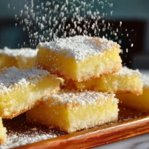 Deliciously refreshing Meyer lemon bars topped with powdered sugar