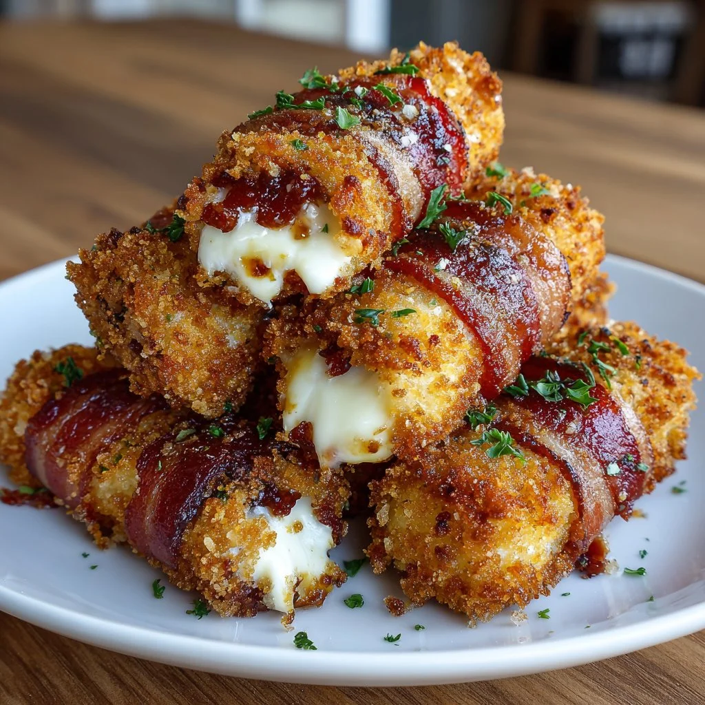 Nashville Hot Bacon Wrapped Mozzarella Sticks