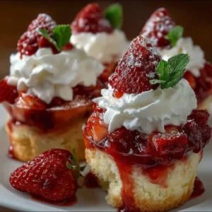 Quick strawberry shortcake cups with fresh strawberries and whipped cream