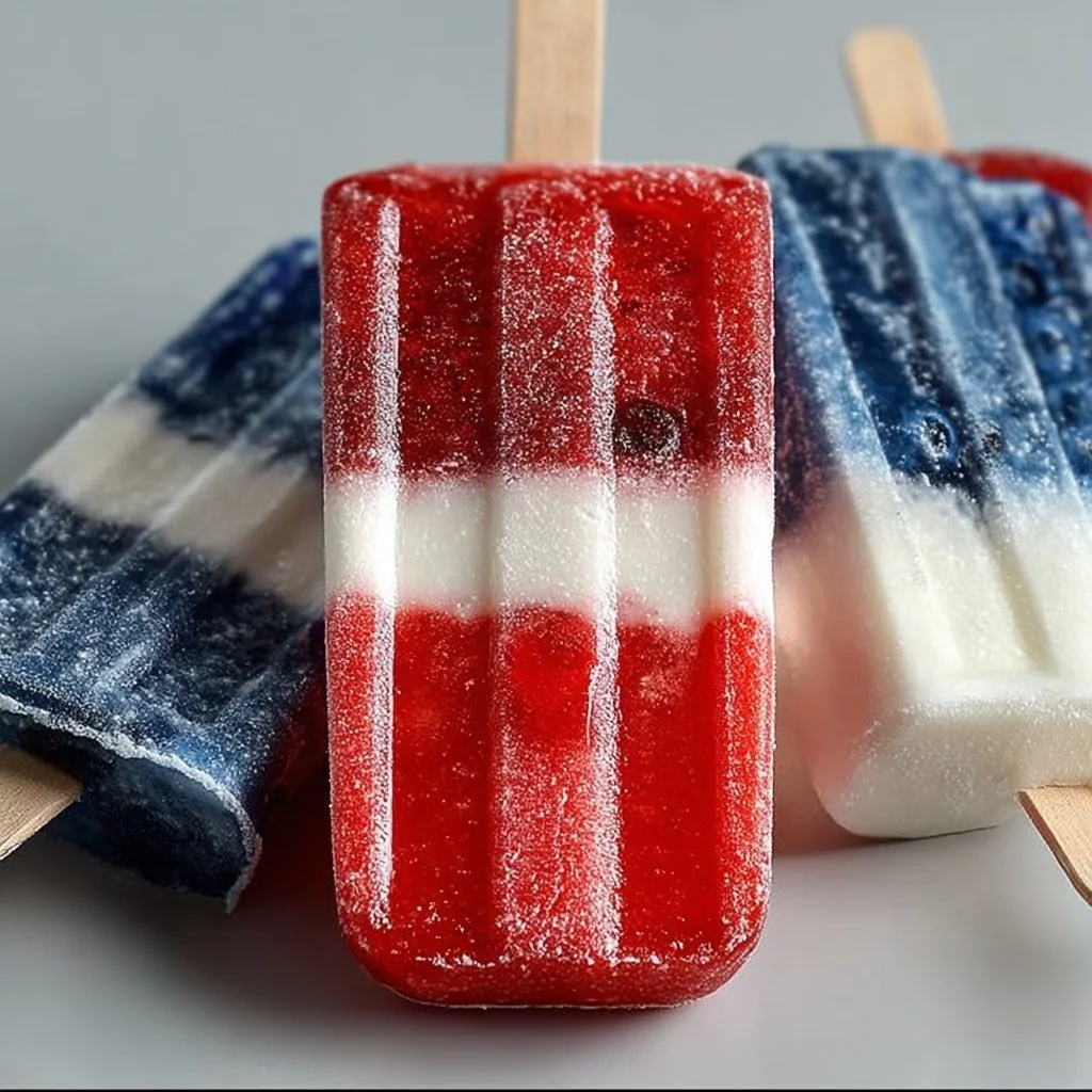 Colorful Red White & Blue Popsicles on a sunny day