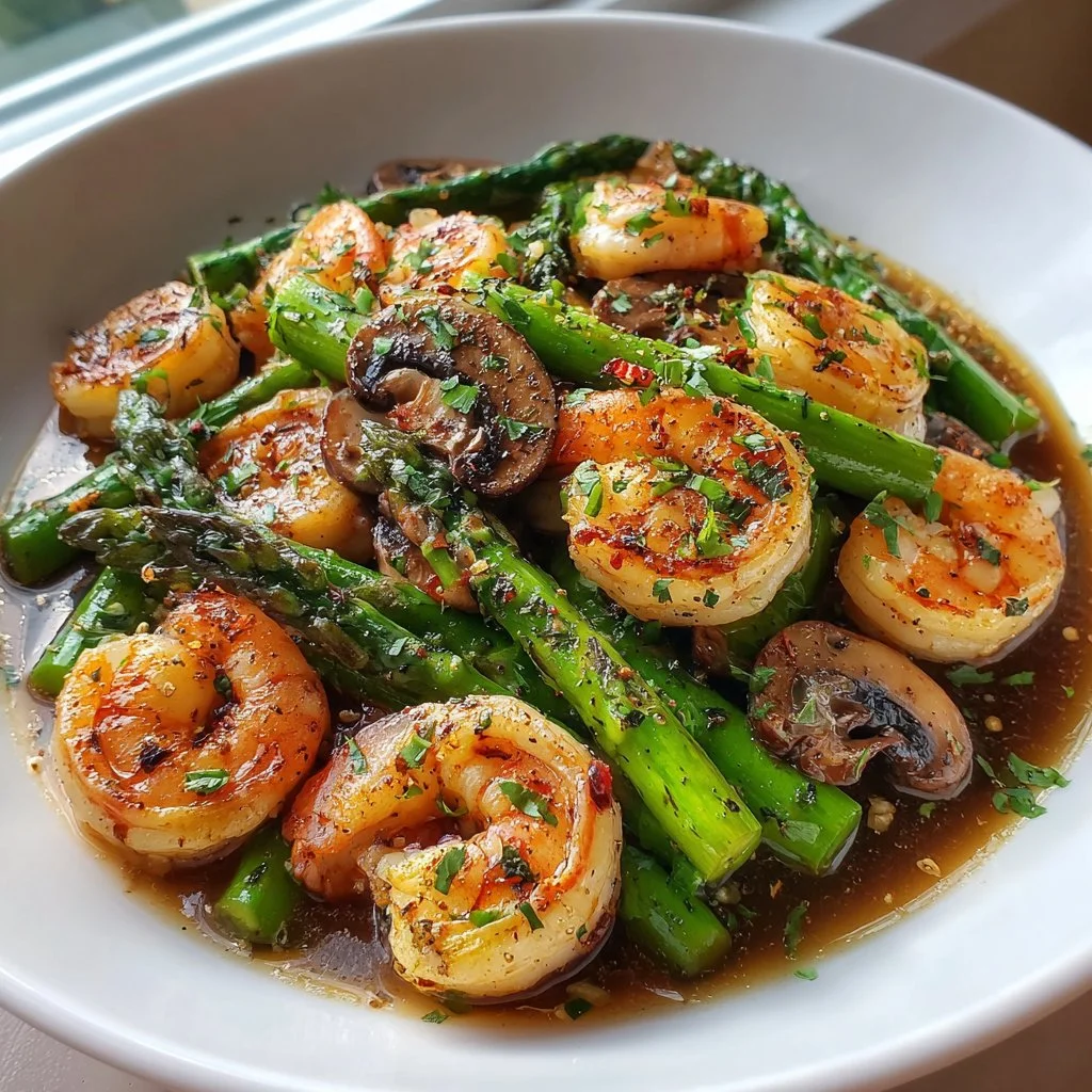Shrimp and Asparagus Stir-Fry with Mushrooms