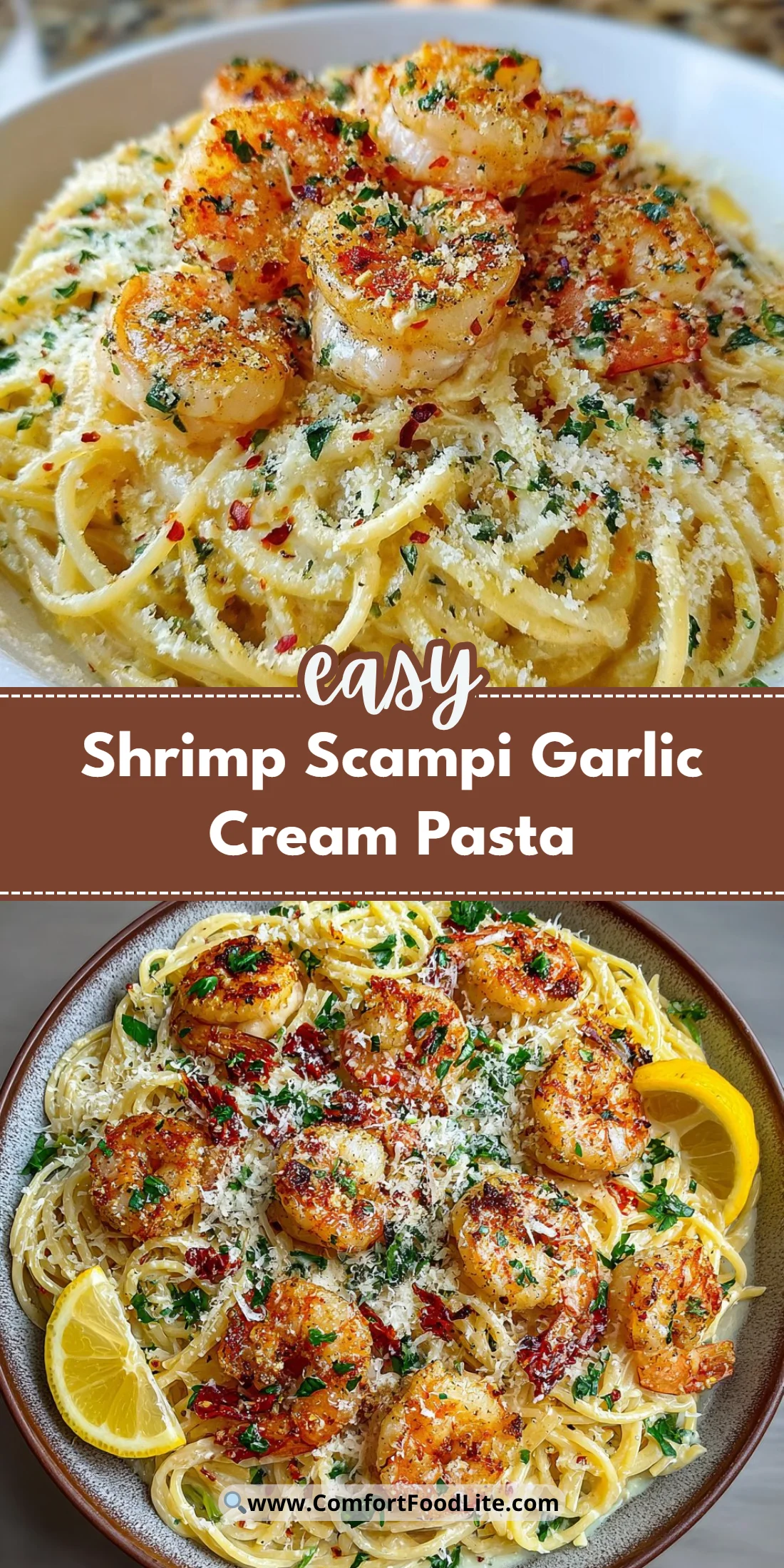 Shrimp Scampi Garlic Cream Pasta