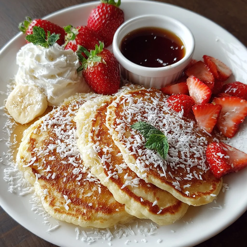 Sweet Coconut Cream Pancakes