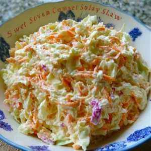 Delicious bowl of Sweet Creamy Southern Cole Slaw with vibrant colors and creamy texture.
