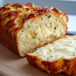 Delicious and easy 2-ingredient cottage cheese bread fresh from the oven