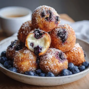 Air fryer blueberry cottage cheese donut holes, a healthy bite-sized treat