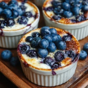 Baked blueberry cottage cheese bowls topped with fresh blueberries