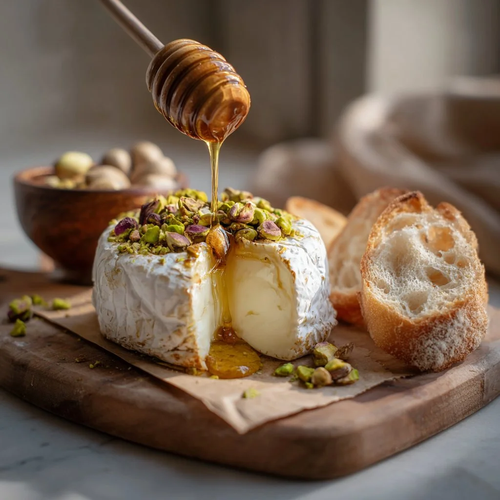 Baked Brie with Honey and Pistachios
